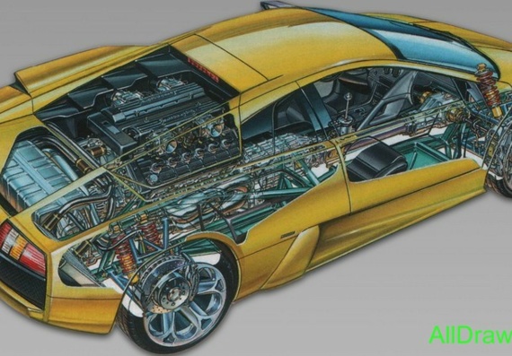Lamborghini Murcielago - drawings (drawings) of the car